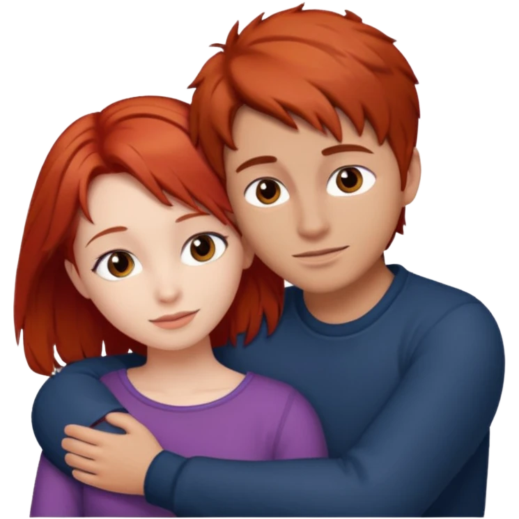 Red haired girl with brown hair boy romance emoji