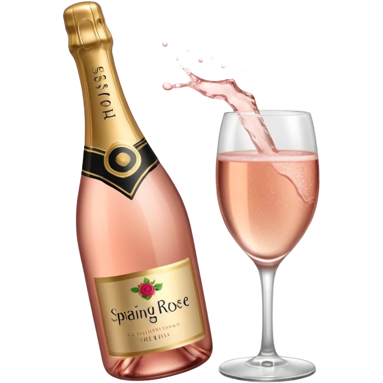 bottle of sparkling rose champagne tilted sideways emoji