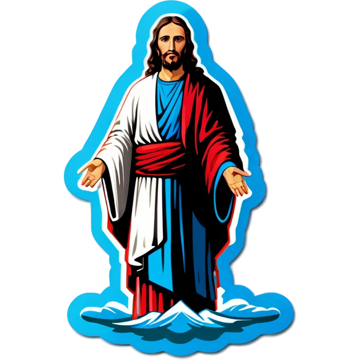 Jesús sumergido en un rio emoji