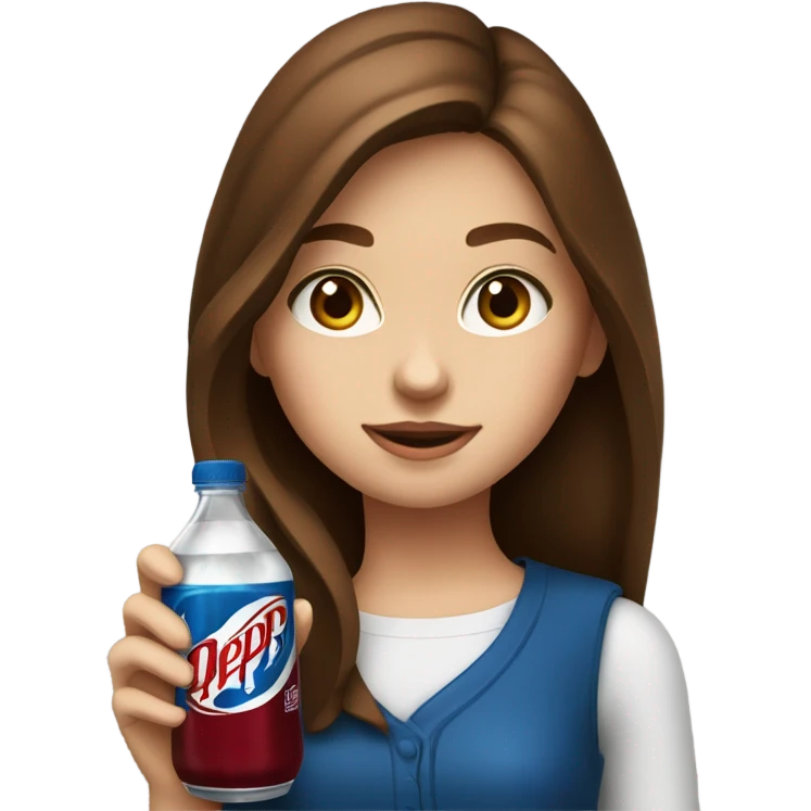 Drinking dr pepper cherry flavoured Brown hair girl blue eyes emoji