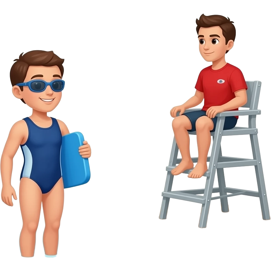 swimmer with life guard emoji