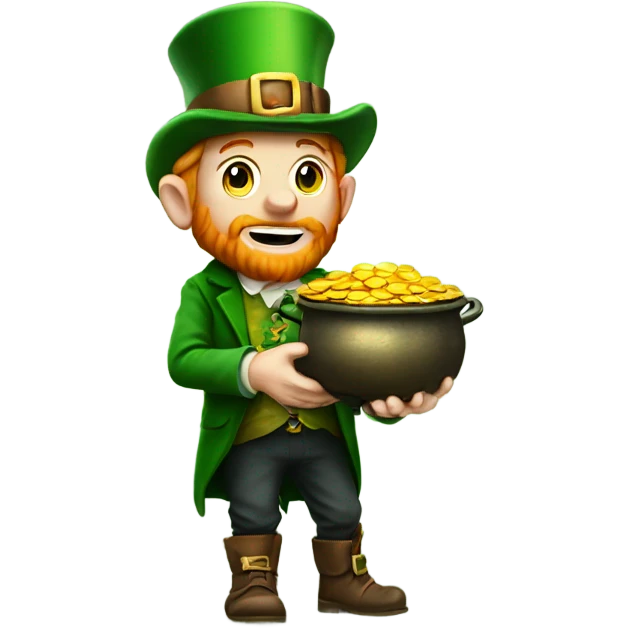 a leprechaun finding a pot of gold emoji