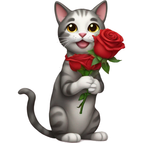 Cat holding a rose emoji