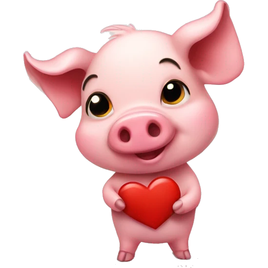 Cute pig with red hearth in his hand  emoji