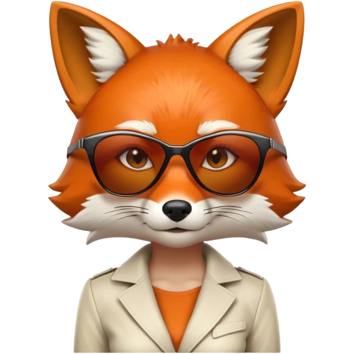serious anthropomorphised female fox in stylish outfit with sunglasses, back facing the viewer, head down, heavy frown, full-body view emoji