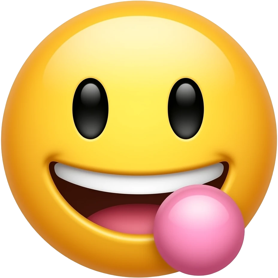 Créer un emoji jaune mangeant un chewing-gum avec la boule chewing-gum emoji