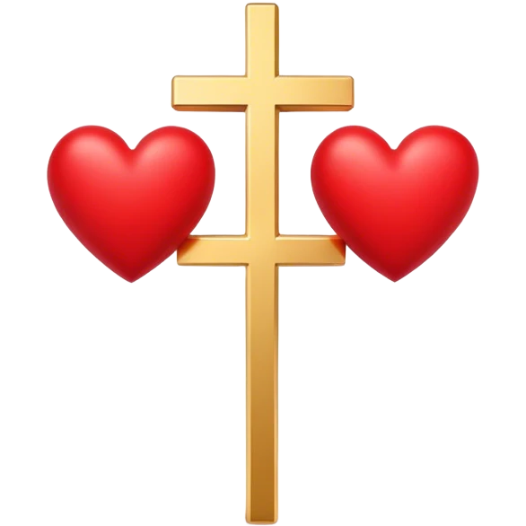 Two red hearts united by a gold cross  emoji