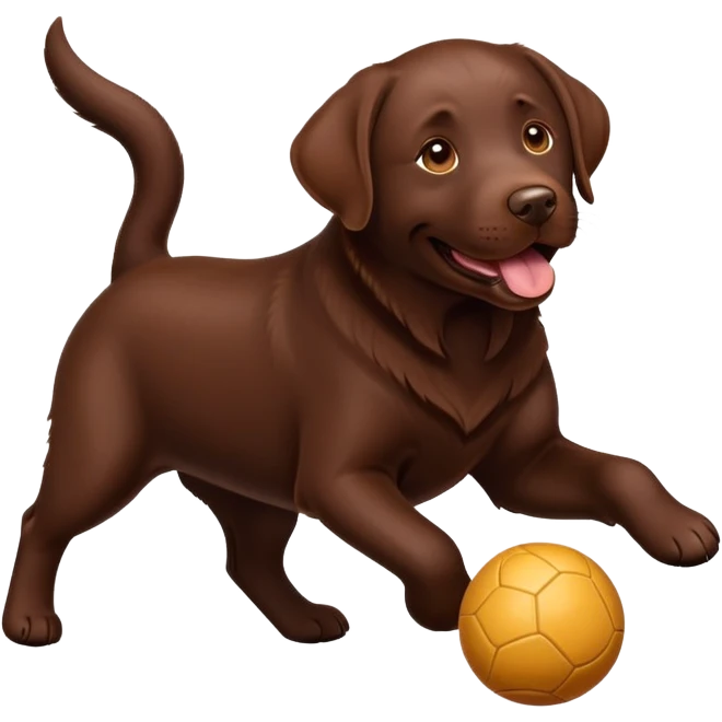 Chocolate labrador plays with a ball emoji