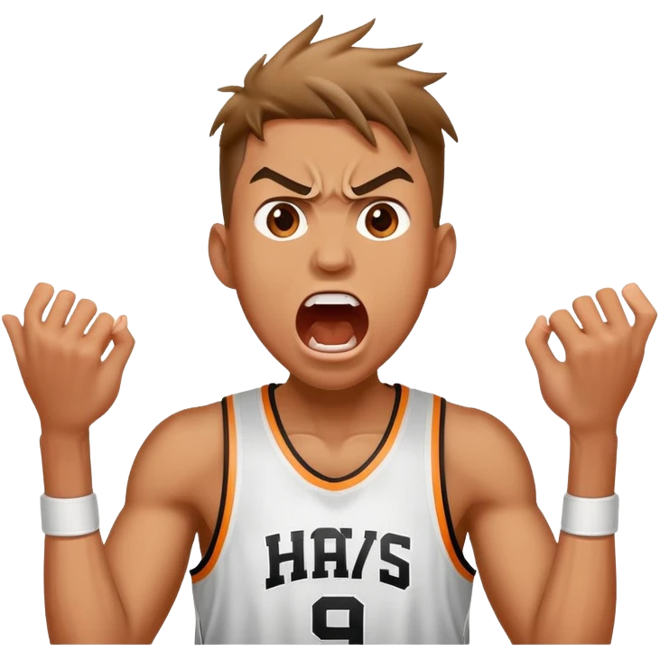basketball player screaming in hype emoji