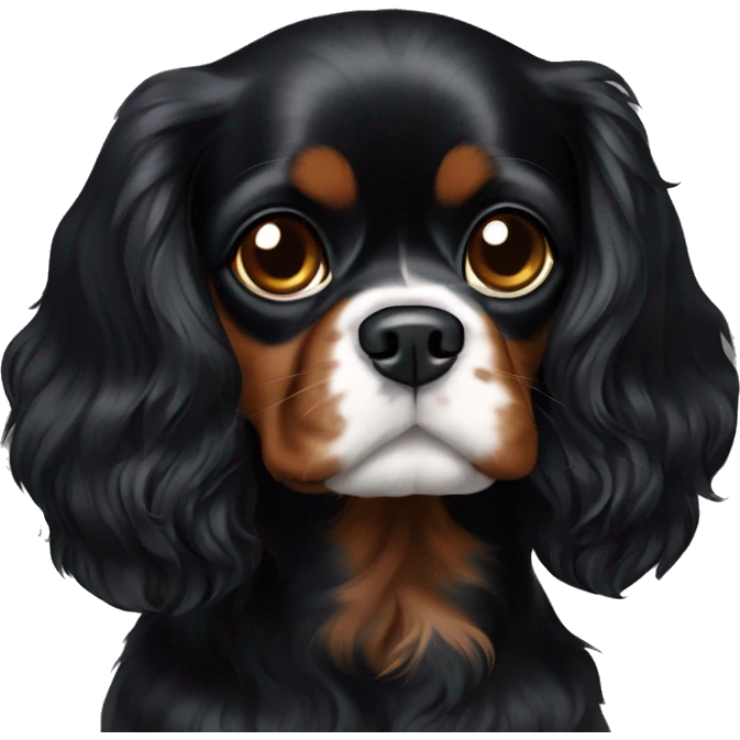 black Cavalier King Charles spaniel. No white or brown coloring on it emoji
