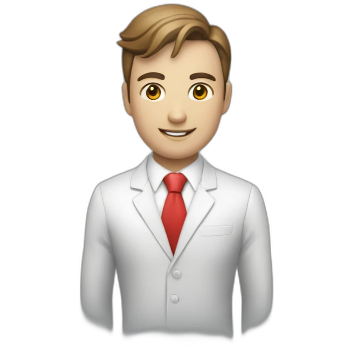 An employee of a real estate agency in a Superman suit with a red letter e on his chest emoji