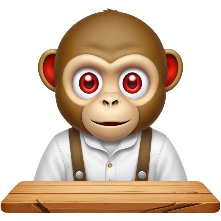Monkey in Carhartt bibs with red eyes tripping over a table emoji