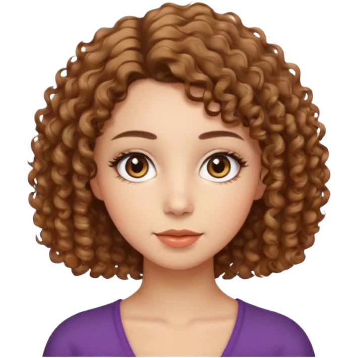 فتاه شعرها كيرلي قصير الى الكتف رموشها طويله وعيونها بنيه لوزيه emoji