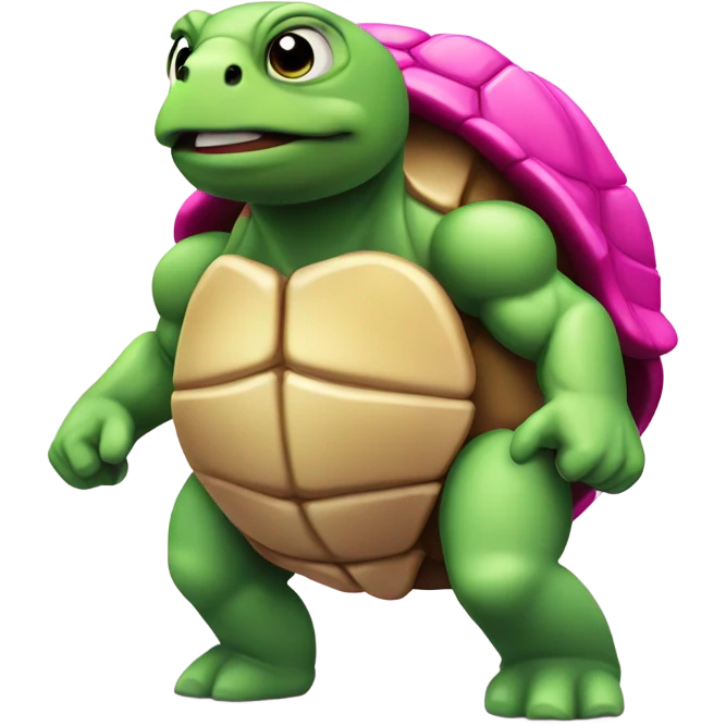 Muscular turtle hot pink emoji