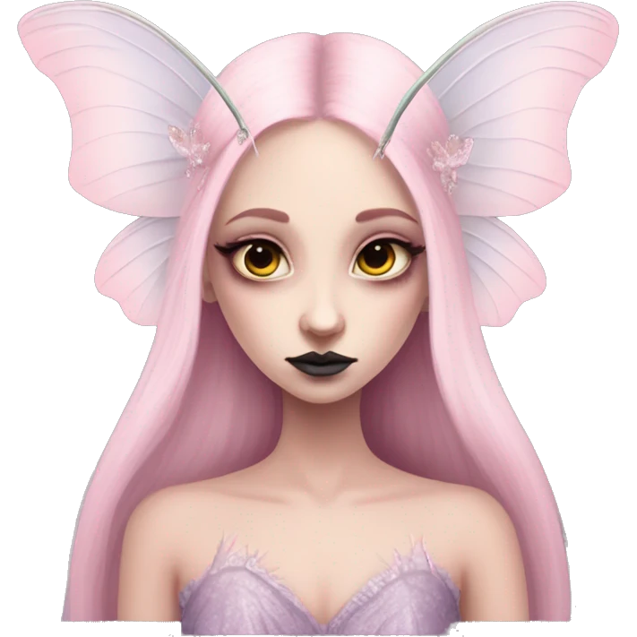 pale pink pretty luna moth goth princess fairy emoji