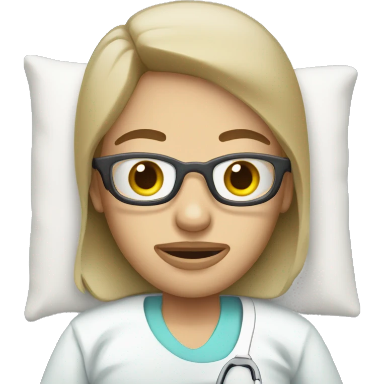 cartoon patient in a hospital bed without actual face emoji