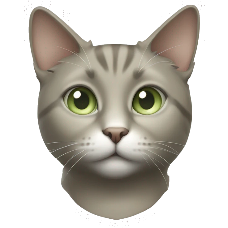 dark beige, grey and white cat with pale green eyes  emoji