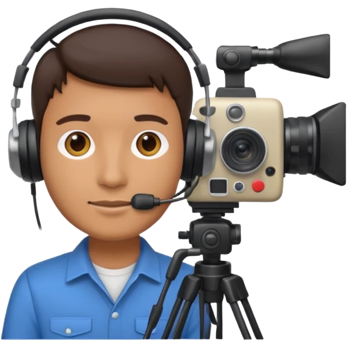 Camera man with camera with stand emoji
