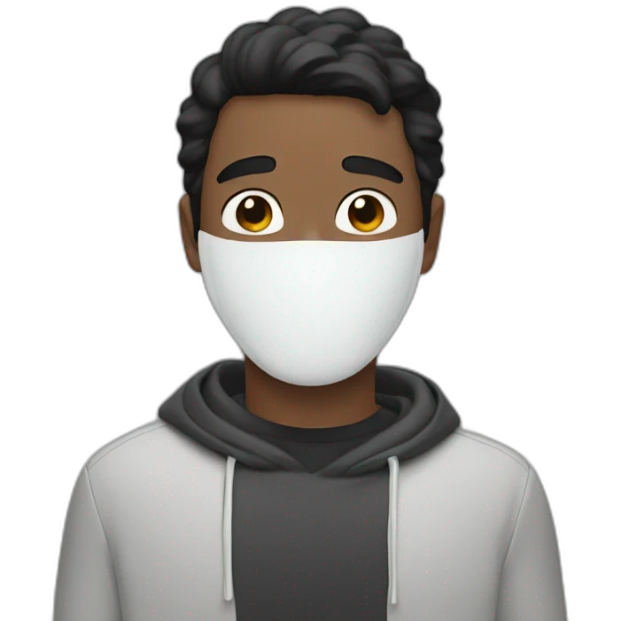 black haired man with white glue drips covering his face emoji