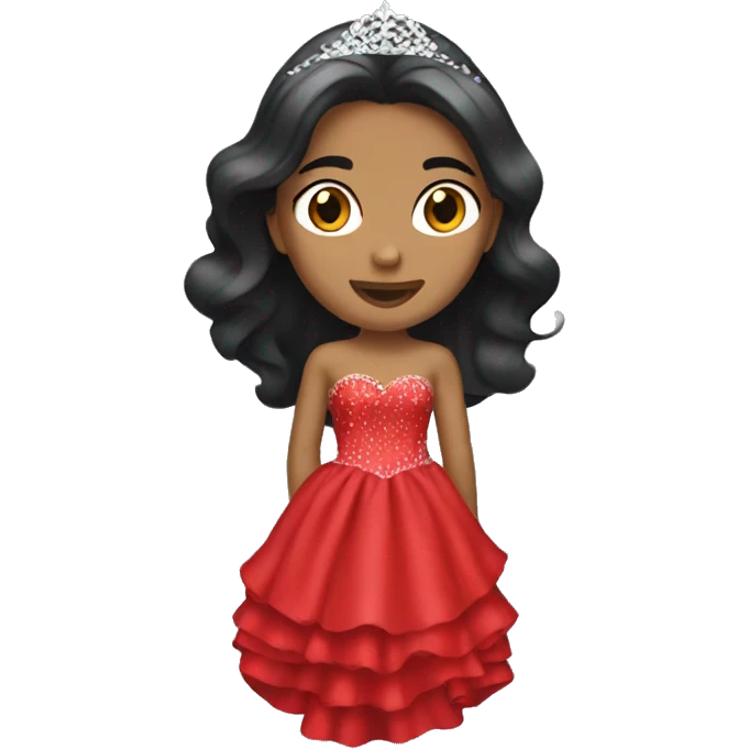 Quinceñera with a red dress emoji