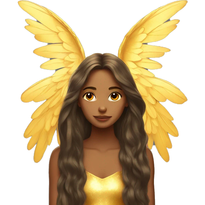 big wings, sun, gold, Beautiful, fairy, long hair emoji