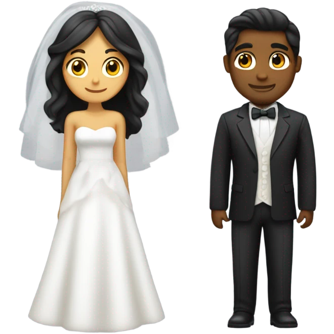 I want a long haired tanned guy as a groom and a black haired medium skinned girl as the bride emoji
