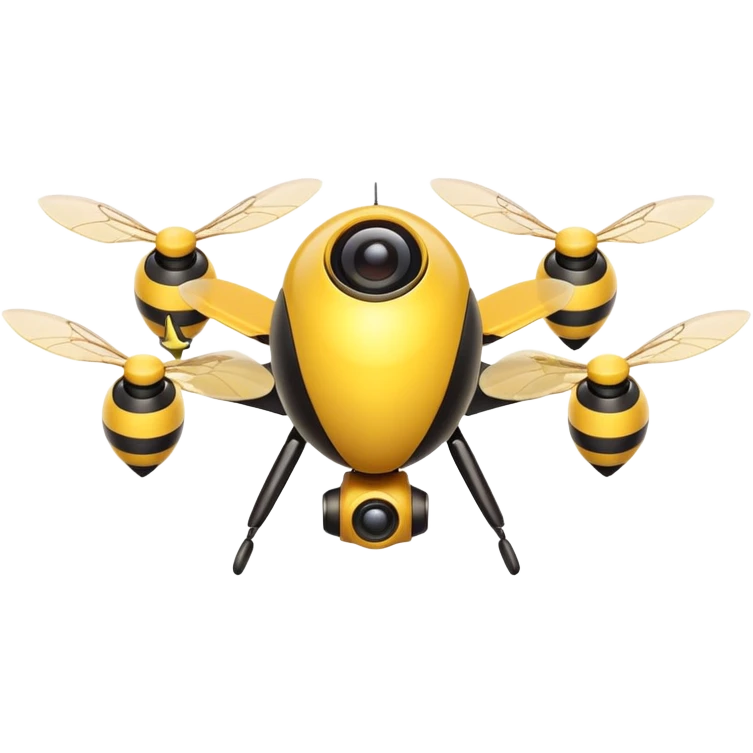 tiny bee-like camera drone object icon, small wings or mini rotors, cute design, camera lens eye, 3D cartoon, mobile game icon style, centered, clean background, no text, no watermark
  emoji
