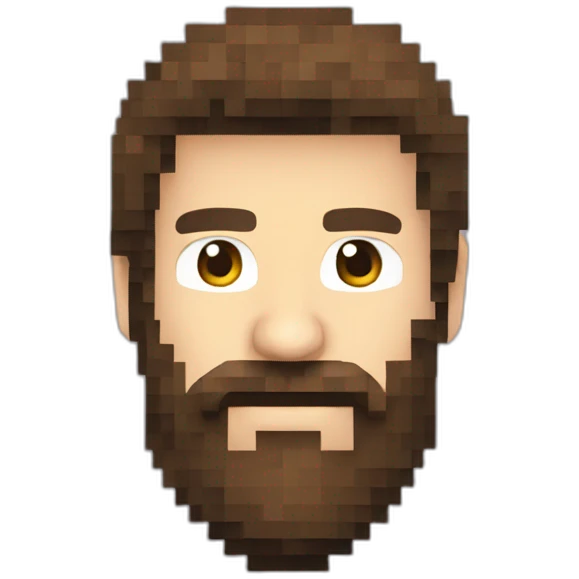 Flat Pixelated 8bit full beard emoji