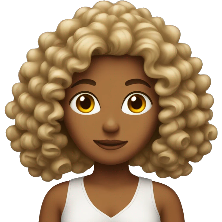 Long Curly haired tanned woman emoji