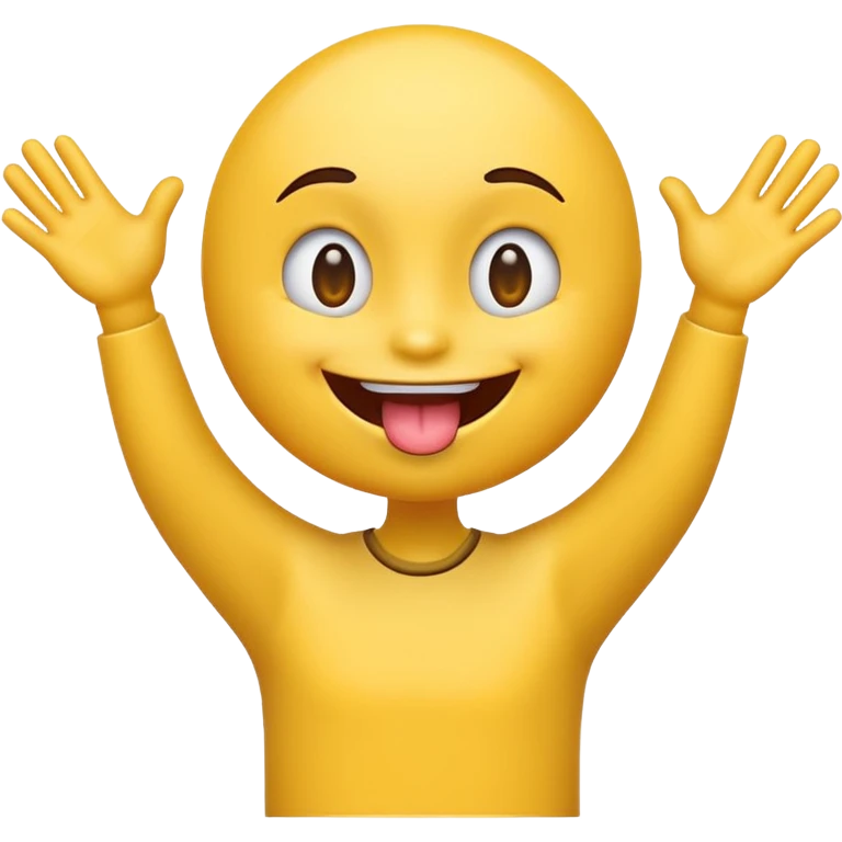 emoji with its tongue out and hands to the side pushing outwards  emoji