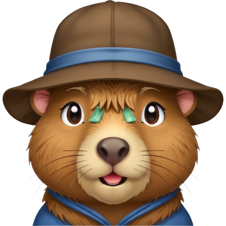 Capybara with a hat and cute emoji