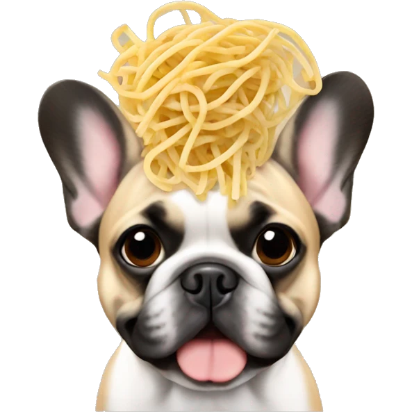 French bulldog with spaghetti emoji