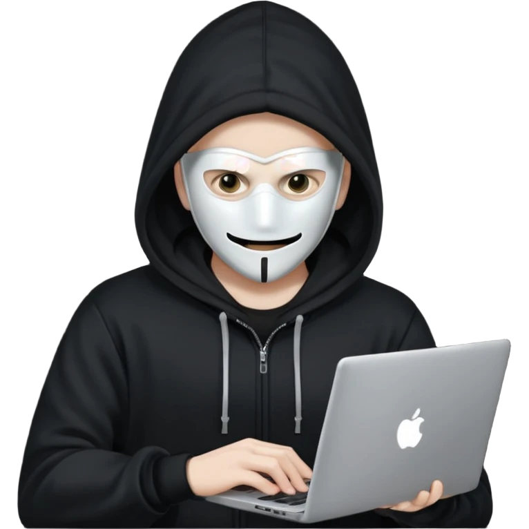 hacker with mask using laptop emoji