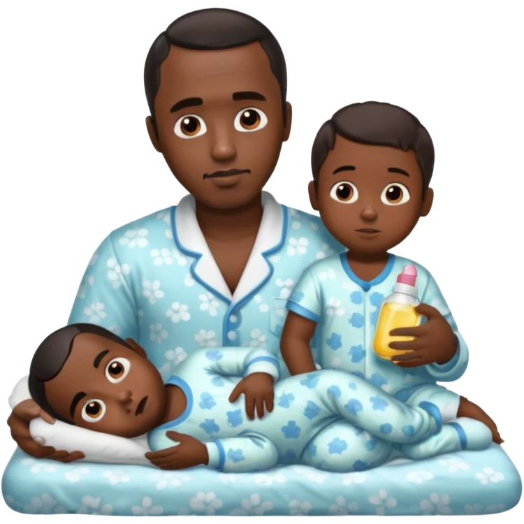 Diddy with baby oil and a kid in bed emoji