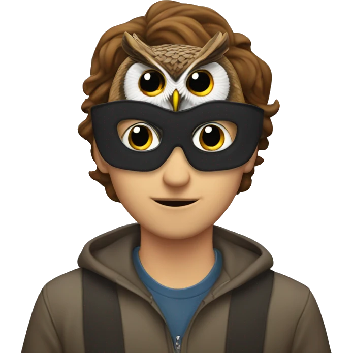 lewis buchan taking off an owl mask emoji