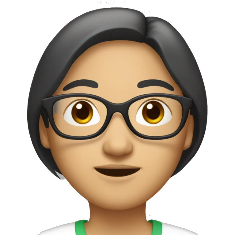 Asian woman, italian bob, black glasses emoji