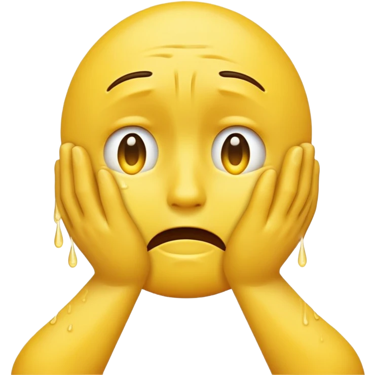 Crying emoji holding out his palms in front of him emoji