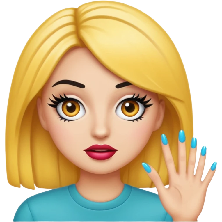Girlboss emoji with exaggerated lashes and nails emoji