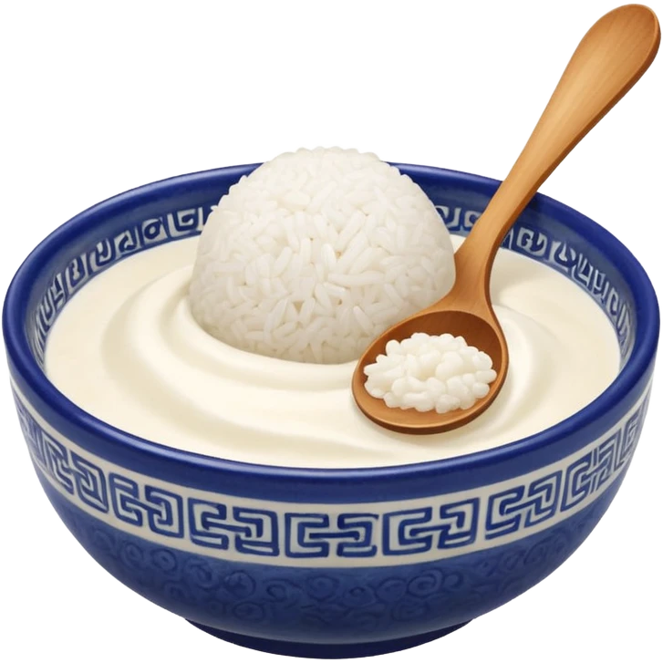 glutinous rice flour rice ball in ceramic chinese bowl and spoon emoji