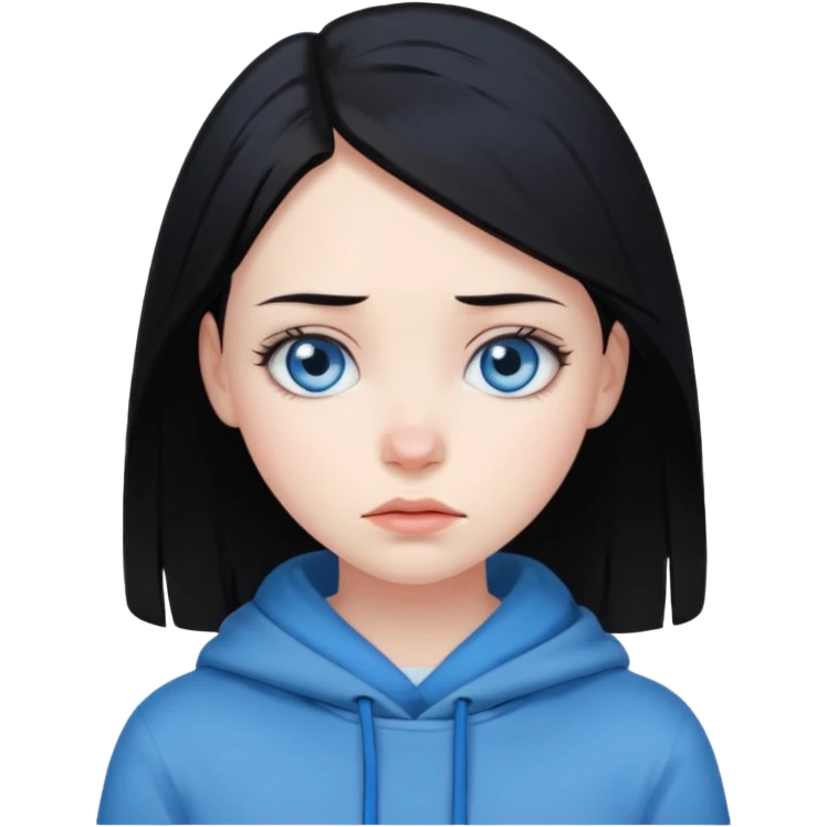 black haired girl with blue eyes cold look emoji