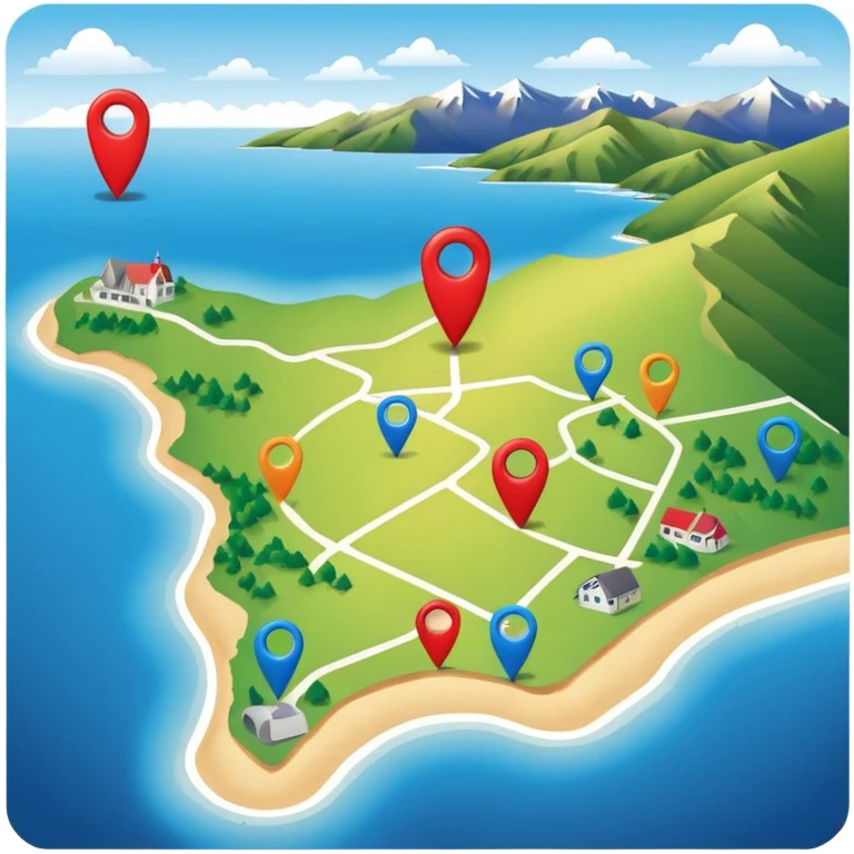 gps pin locaters on a wider range of map - buller nz emoji