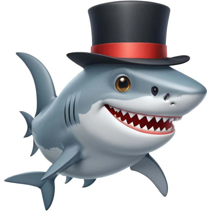 Shark with a top hat emoji