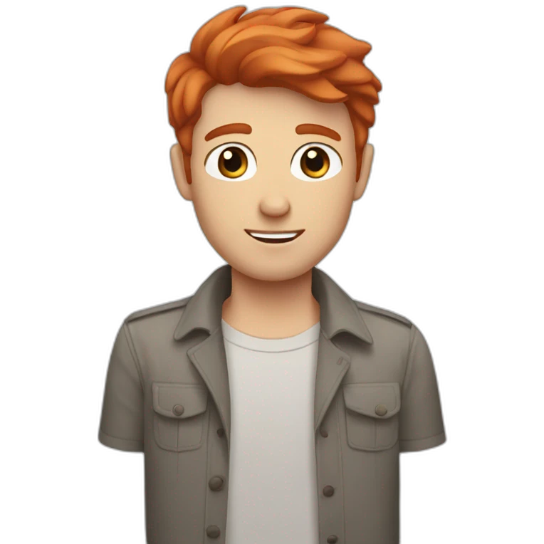 Red short hair white man with blue eyes and stabyhound emoji
