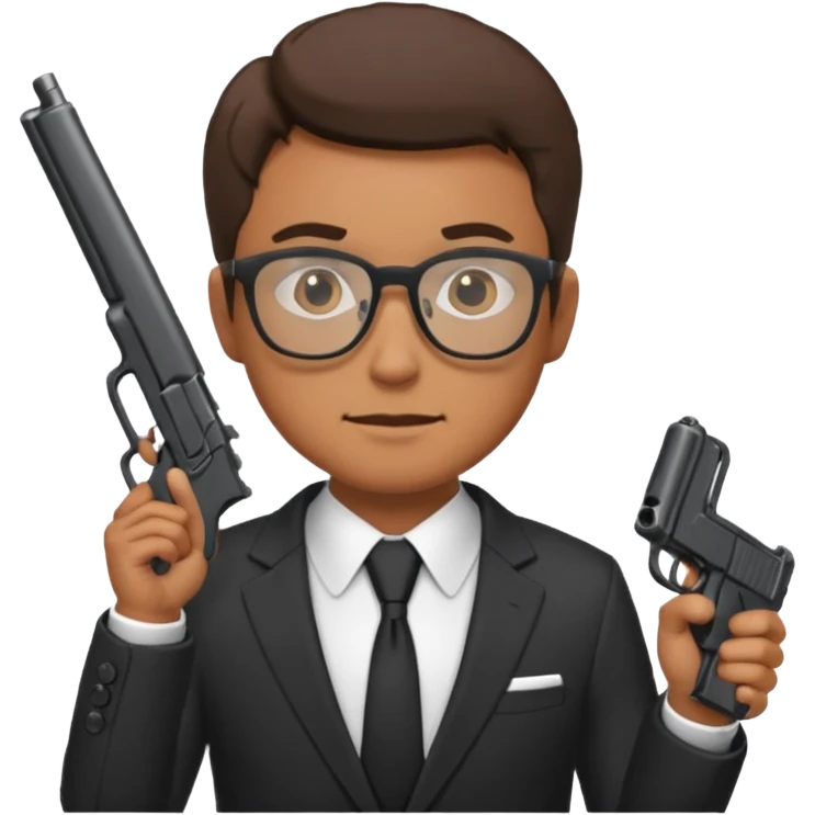 Man in suit with glasses holding a gun  emoji