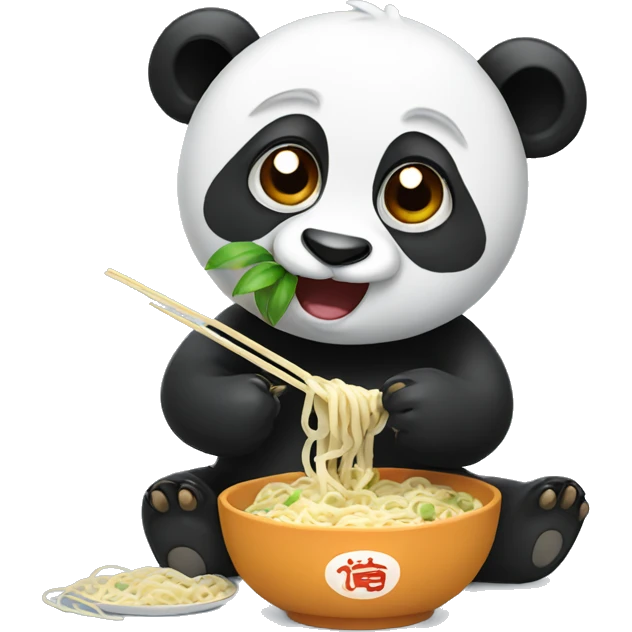 Panda eating noodles emoji