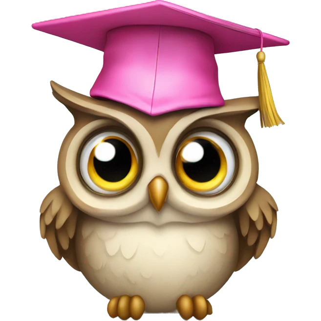 owl with pink graduate hat emoji