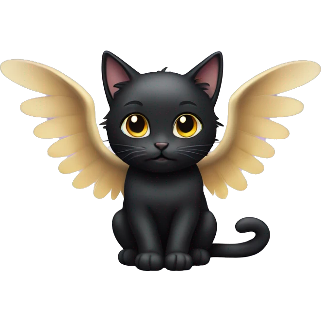 Black cat with angel wings emoji