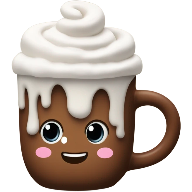 Hot chocolate in mug with marshmallows and cream emoji