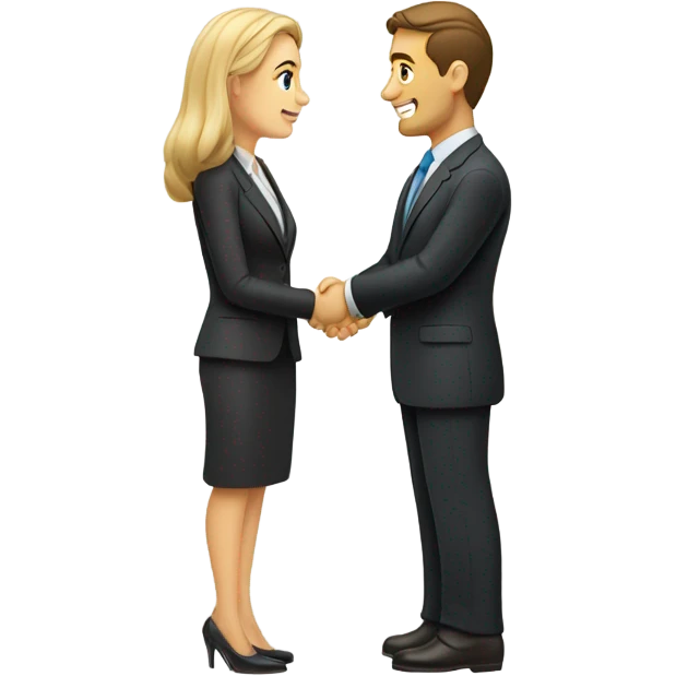 caucasian businessman and businesswoman are shaking hands emoji