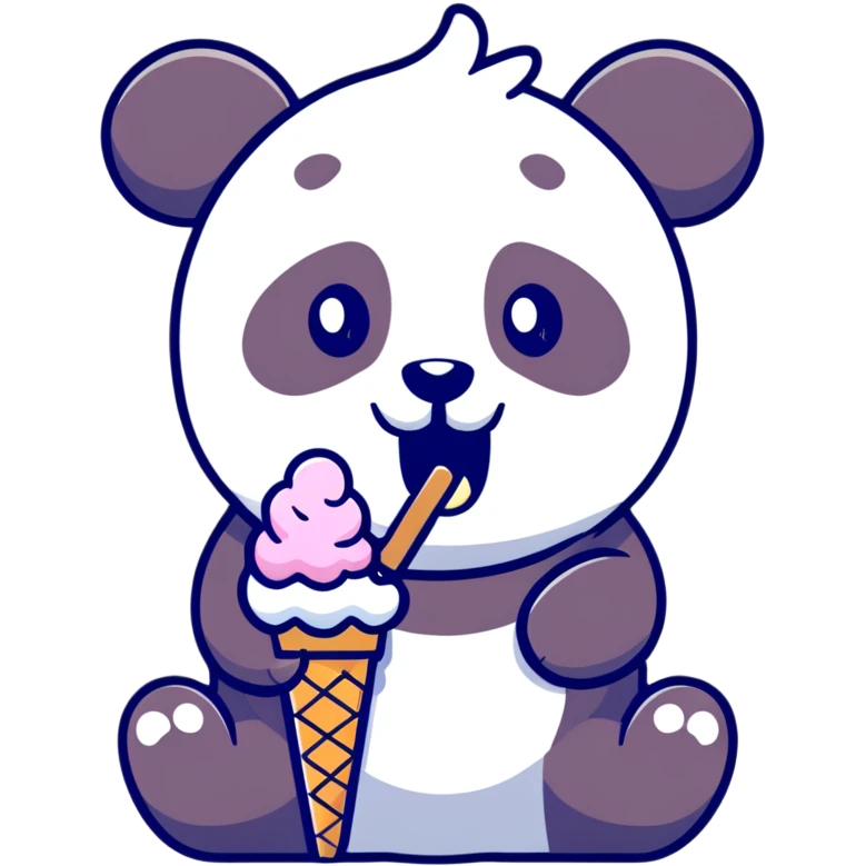 Panda eating ice cream emoji